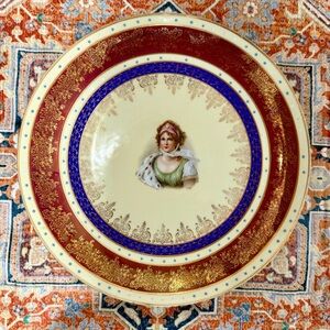 Antique Handpainted Queen of Prussia Gilded Cabinet Plate